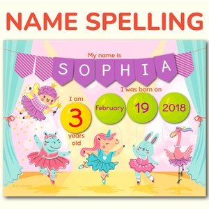 Name Spelling Personalized Page for Girl. About Me Printable Toddler and Preschool Activity. Busy Binder and Learning Book Page