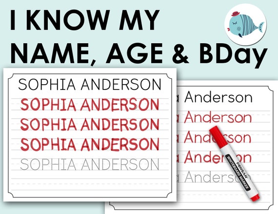 custom name tracing worksheets personalized name writing etsy singapore