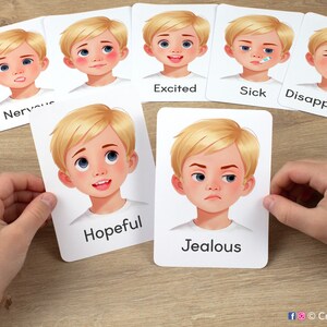 Emotion Flash Cards. Printable Flashcards for Boy: Explore Feelings ...