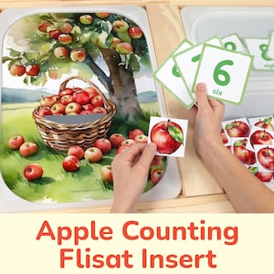 Apple Harvest Flisat-bijsluiter: afdrukbare telactiviteit voor sensory Table Trofast-bakken. Insteeksjabloon herfstseizoen voor peuters en kleuters