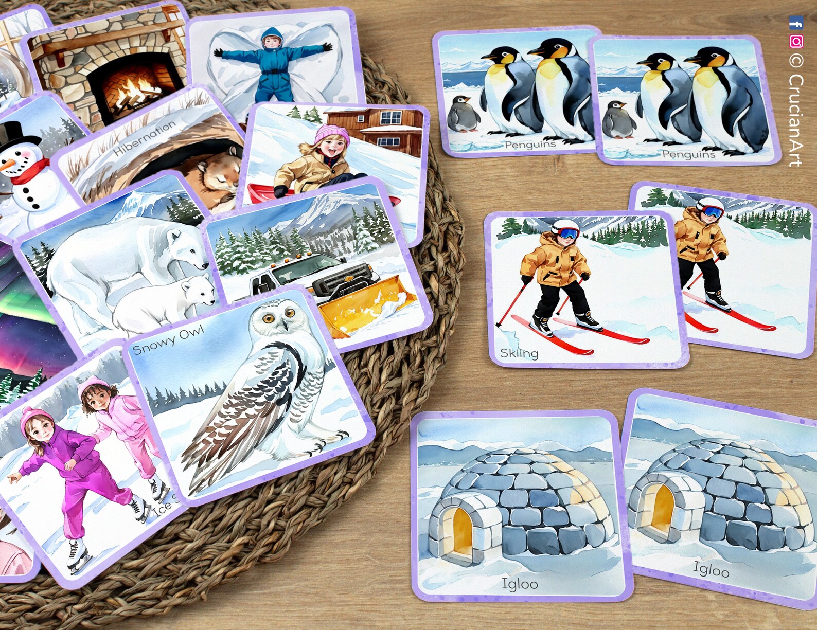Winter Memory Game: Printable Toddler, Preschool, Kindergarten Matching ...