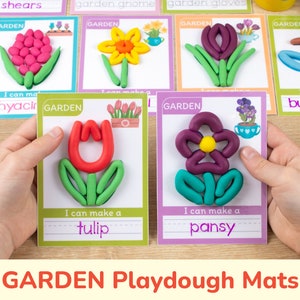 Garden Playdough Mats. Printable Play Dough Kid Activity. Toddler Preschool Kindergarten Classroom Material. Homeschool Educational Resource