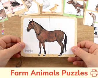 May include: A brown horse puzzle piece with the word "Horse" printed below the image. This is part of a farm animal puzzle set.