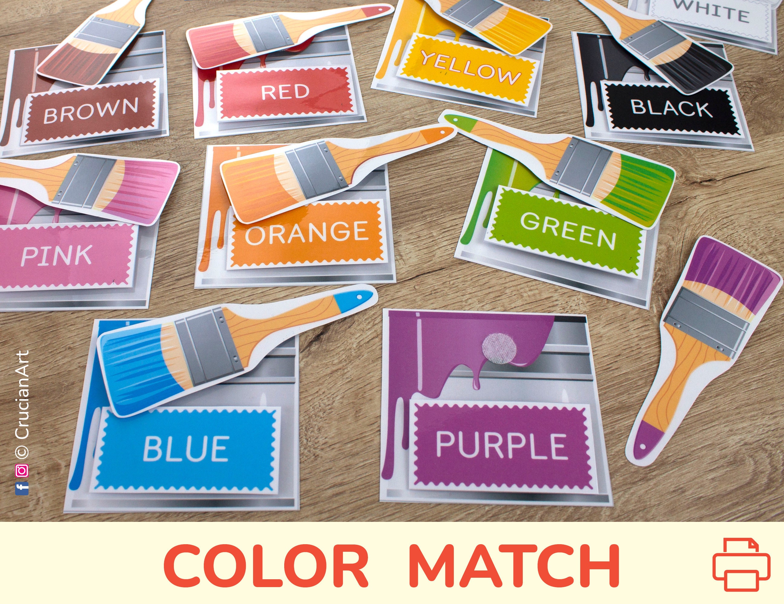 Paint Cans Colors Matching and Labeling Activity. Toddler and Preschool  Printable Color Match Learning 