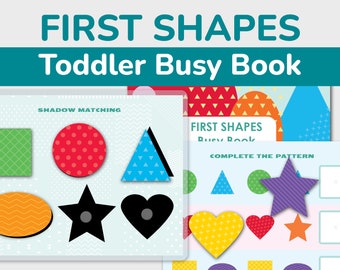 Shapes Printable Toddler Busy Book. Shape Matching Activities for Toddler. Learning Activity. File Folder Busy Binder Page