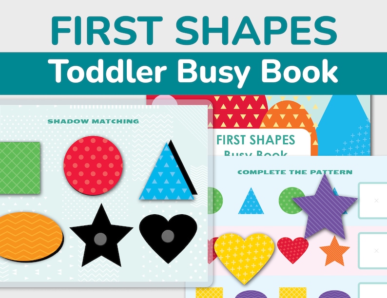 Shapes Printable Toddler Busy Book. Shape Matching Activities for Toddler. Learning Activity. File Folder Busy Binder Page image 1