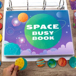 Space Busy Book. Printable Preschool, Pre-K, Kindergarten Learning Binder. Solar System Learning Activity.