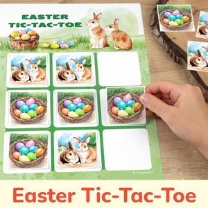 Easter Tic-Tac-Toe Game: Preschool Kindergarten Printable Activity. Classroom, Homeschooling Printables. Holiday Games for Kids.