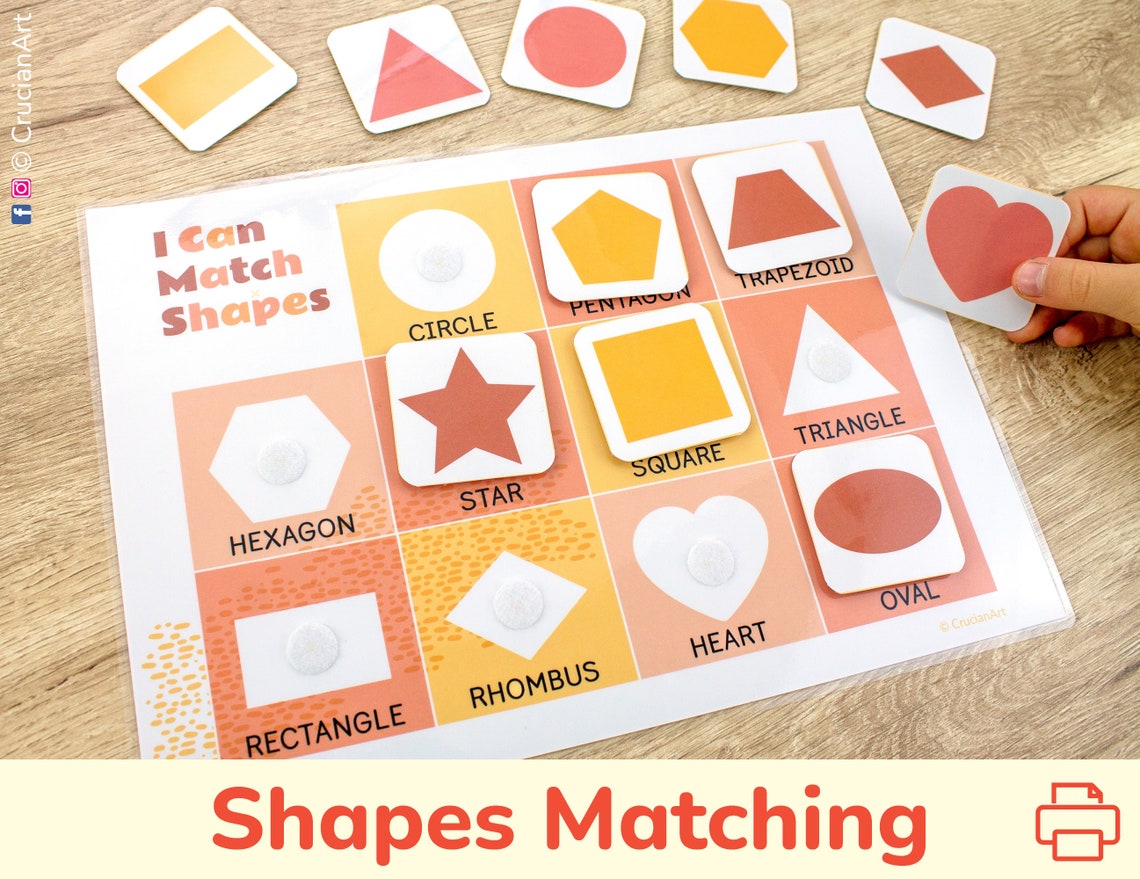 Shape Matching Printable Activity. Toddler Busy Book and Learning ...