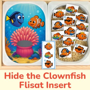 Hide the Clownfish Flisat Insert: Under the Sea Matching Activity for Sensory Table Trofast Bins. Toddler, Preschool Printable Template.