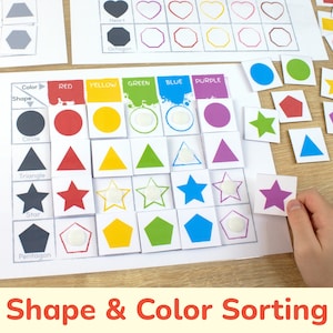 Shape & Color Sorting Printable Activity. Toddler Busy Book - Etsy