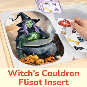 Witch&#39;s Cauldron Flisat Insert: Potion Making Activity for Sensory Table Trofast Bins. Halloween Theme Printable for Toddlers & Preschoolers