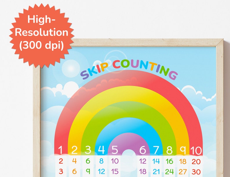 SKIP COUNTING Regenbogen Poster. Druckbare Klassenzimmer Dekor. Frühe Mathe Lernposter. Homeschool Edukation, Hausschule Lernressource Bild 5