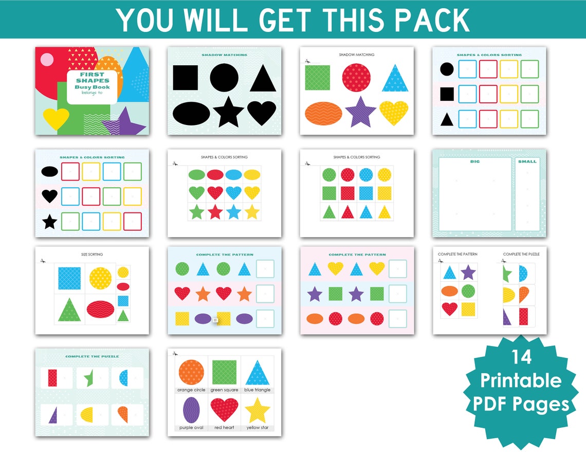 Shapes and Color Matching Printable Worksheets for Toddler. Etsy