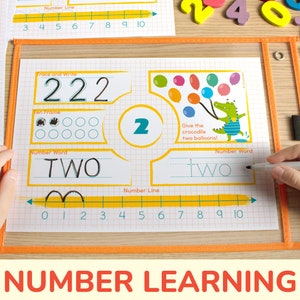 Homeschool Number Tracing Workbook. Math Learning Worksheet Preschool, Pre-K, Kindergarten. Learn Number Printable Activity.