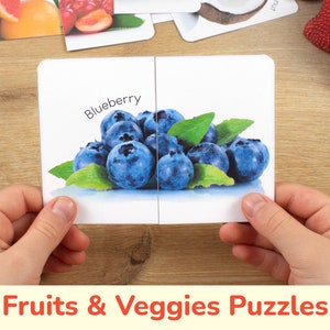 Fruits & Vegetables Real Photo Puzzle Pairs. Printable Matching Puzzles. Toddler, Preschool Match Cards. DIY Homeschool Learning Activity.