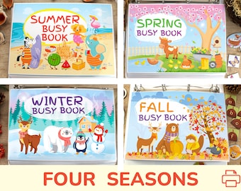 Pacchetto Quattro Stagioni: libro intenso per autunno, inverno, primavera ed estate. Materiale didattico stampabile per la scuola materna. Attività per bambini per Busy Binder.