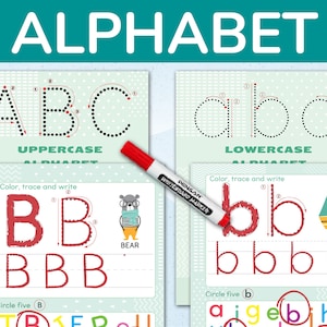 Set of Alphabet Workbooks: Uppercase Lowercase Handwriting Practice, Letter Formation Tracing Worksheets. Preschool, Kindergarten Printables