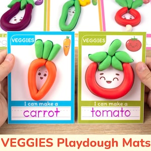 Vegetables Playdough Mats. Printable Toddler Preschool Educational Resource. Veggies Play Dough Classroom Homeschool Kindergarten Activities