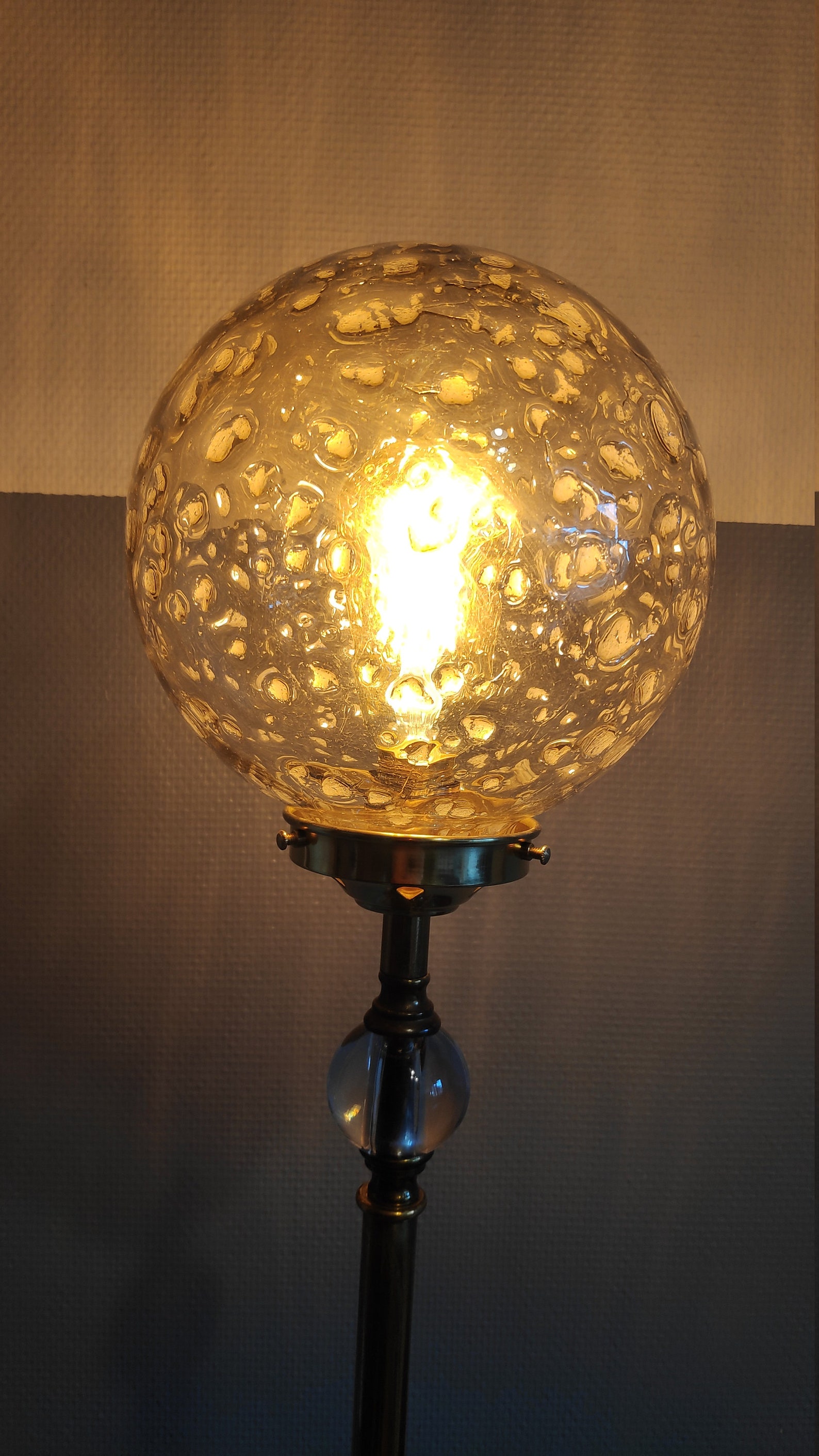 Brass foot lamp and textured glass globe Etsy