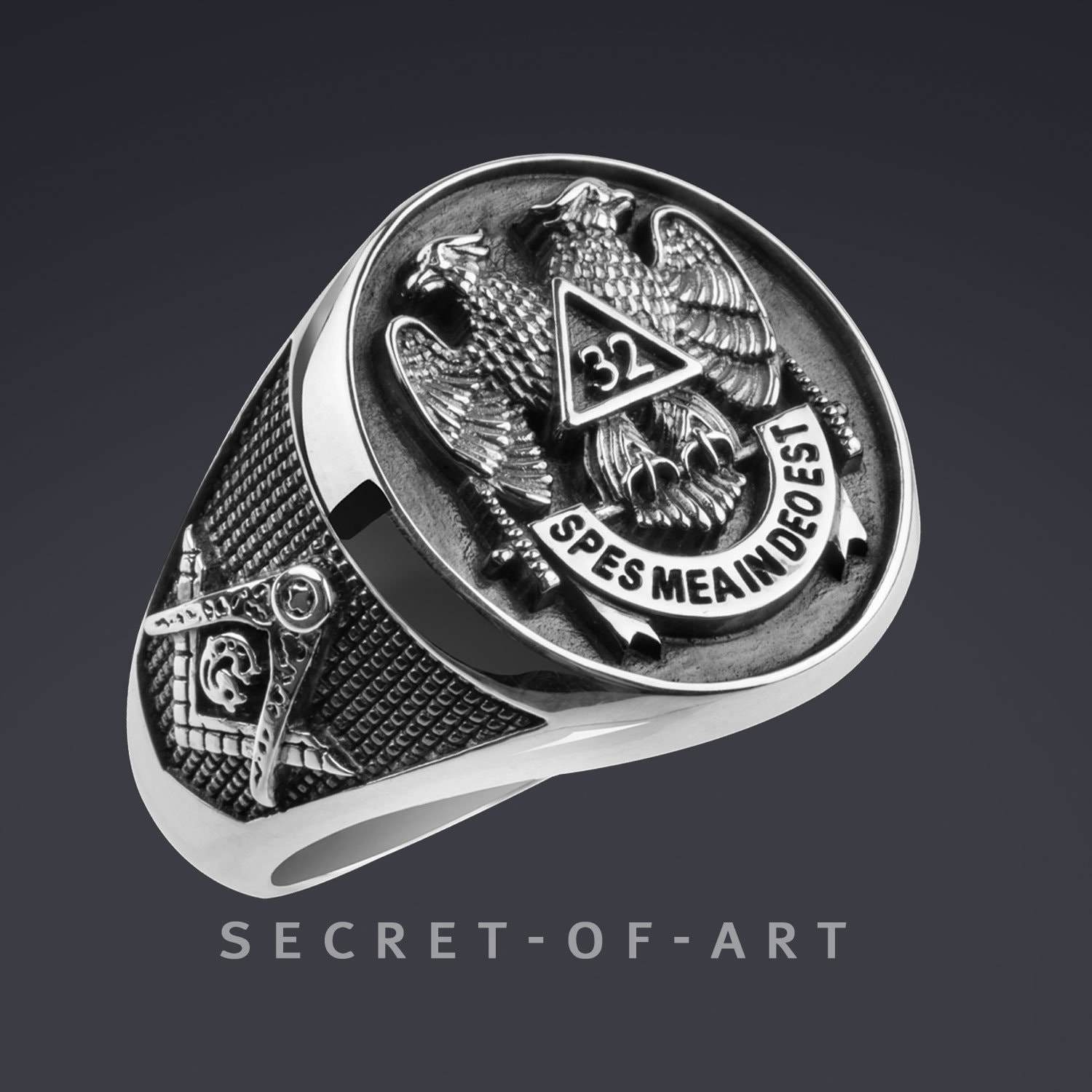 Masonic Ring AASR 32 Degree Master Mason Ring Jewelry Etsy