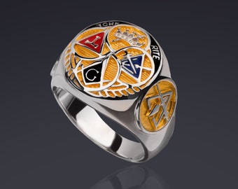 York Rite Ring Masonic Silver 925 Freemason Jewelry Masonry Lodge