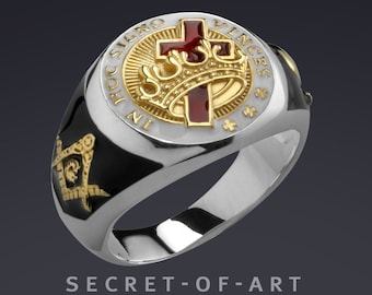 Knights Templar Ring, 925 Silver Masonic Ring, Templar Jewelry, Freemasonry, Crusader Ring, Master Mason, Mason Jewelry Catholic Signet ring