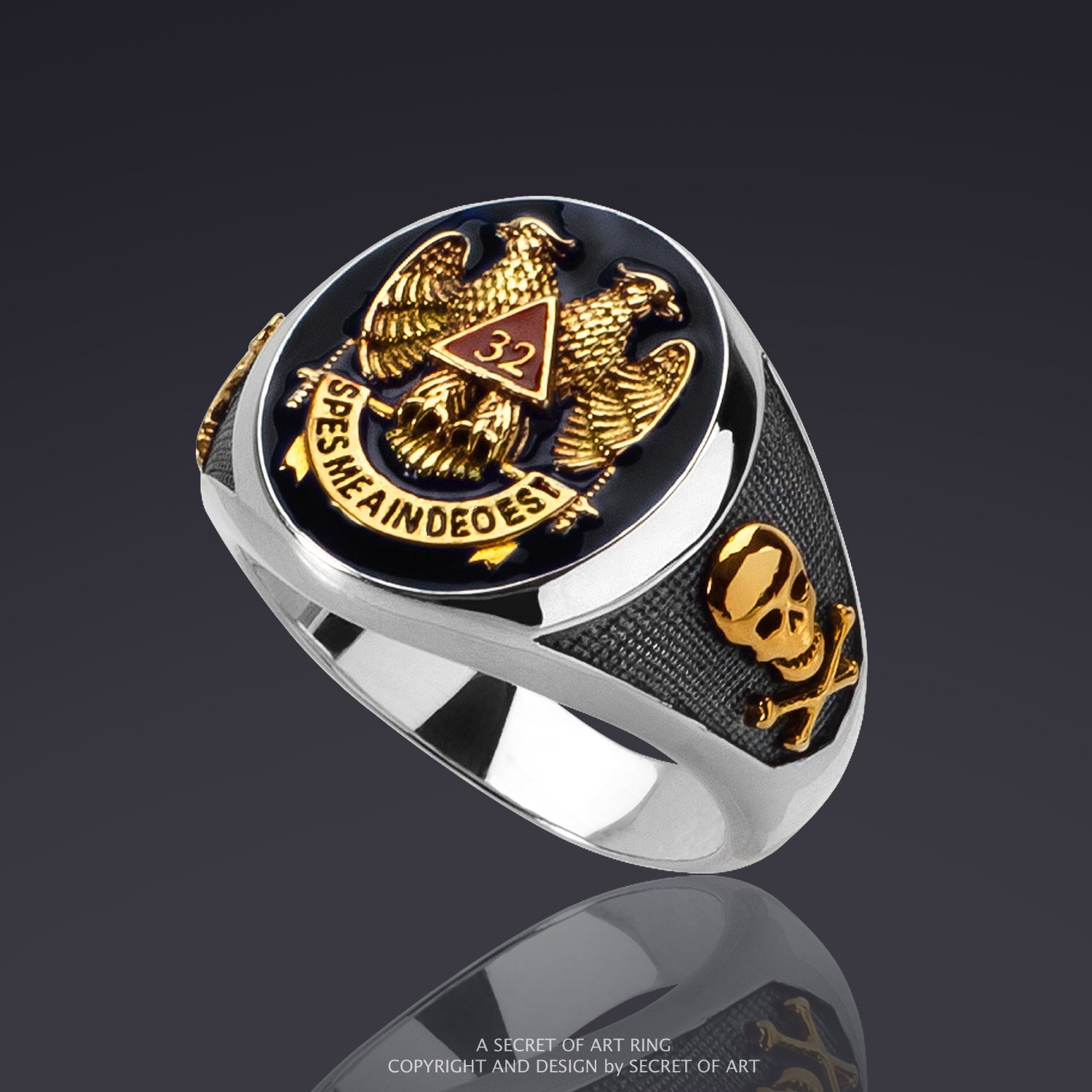 Masonic Ring AASR 32 Degree Master Mason Ring Jewelry Etsy