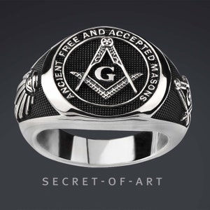 Masonic Ring Signet ring AF & AM Ancient Free and Accepted Masons Freemason Master Mason Masonry gift jewelry Silver 925 Sterling Men