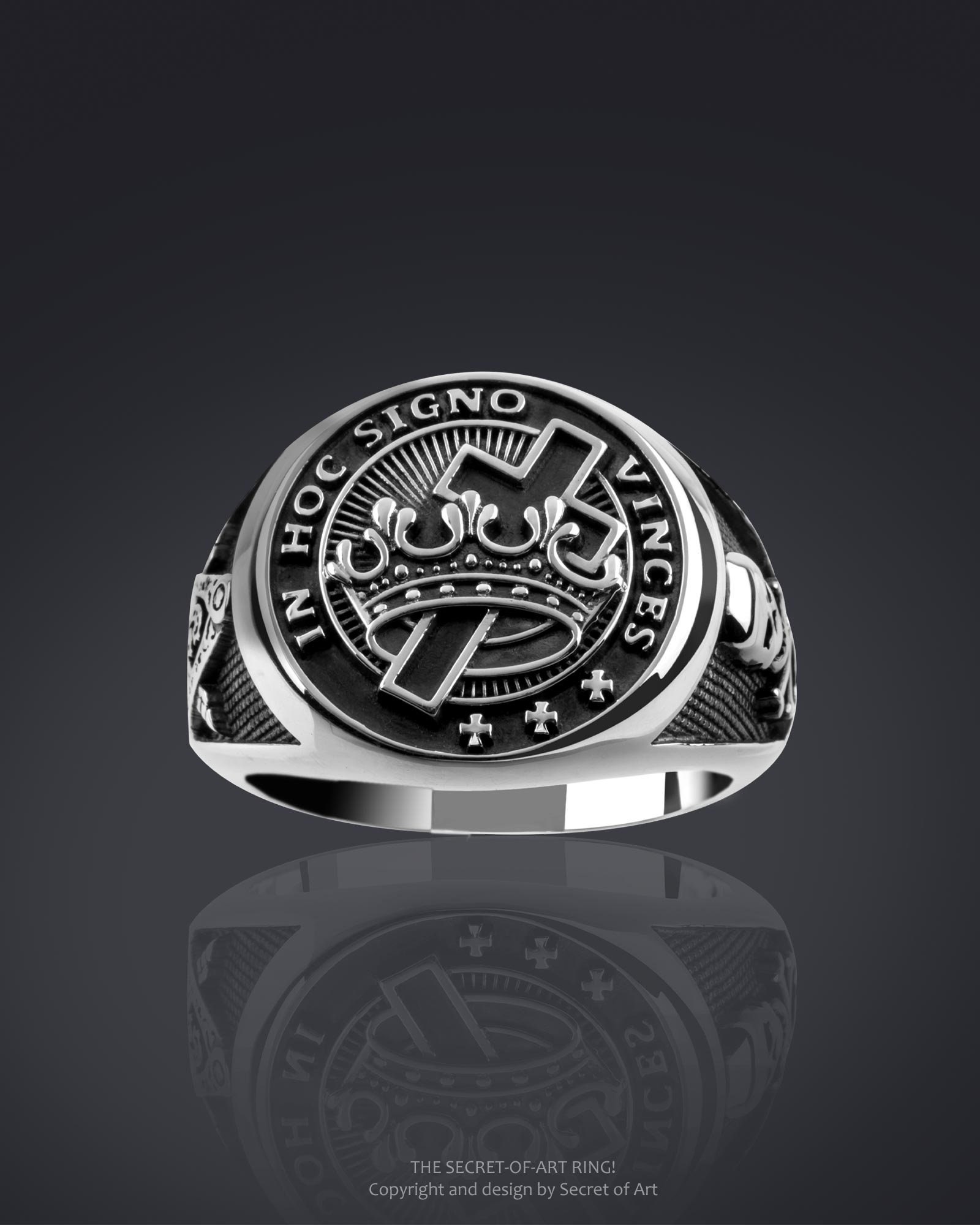 Knights Templar Ring Signet Ring in Hoc Signo Masonic Freemason Jewelry ...