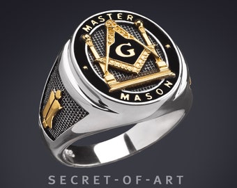 Masonic Ring Signet Ring Master Mason Freemason Mason Masonry Blue