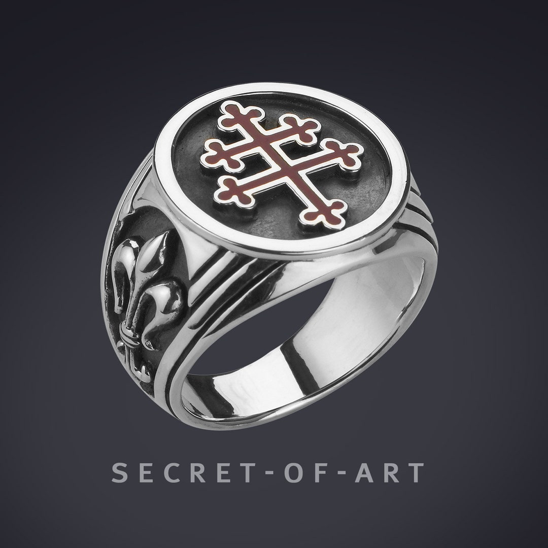 Cross of Lorraine Ring Signet Ring in Sterling Silver 925 Ring Magnum ...