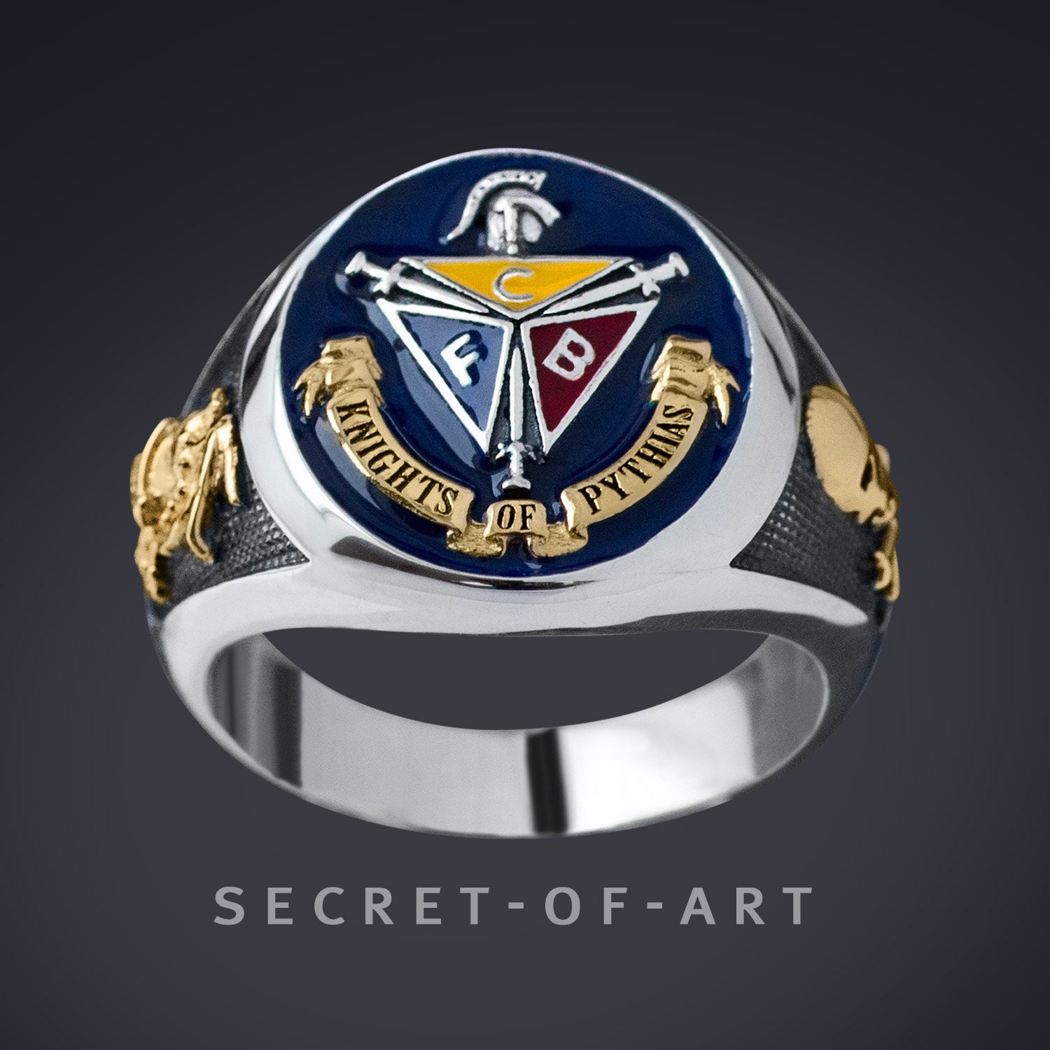 希少品】 10Kホワイトゴールド Knights of Pythias リング