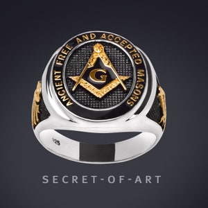 Masonic Ring Silver Master Mason AF & AM Ancient Free and Accepted ...