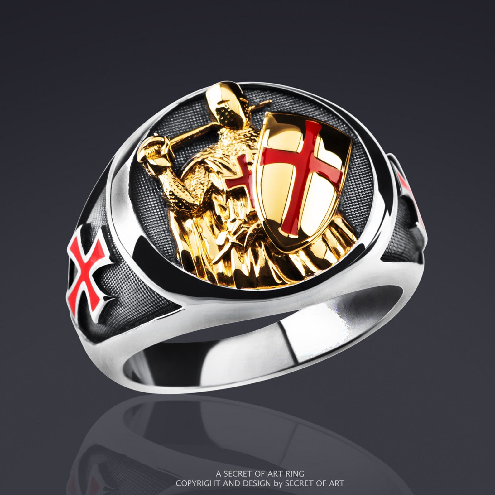 Knights Templar Ring Silver 925 Signet Ring Masonic Mason for | Etsy