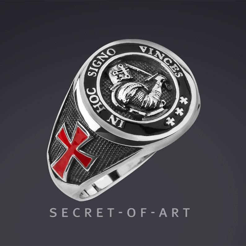 Knights Templar Silver 925 Ring Signet Ring Masonic Jewelry Etsy