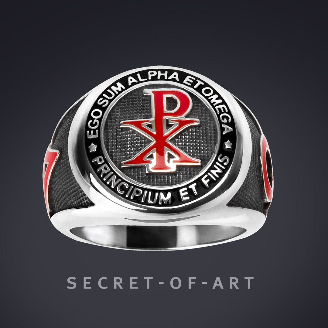 Chimo Rings Chi Rho Ring Chi-rho Signet Ring Jesus Alpha Omega Catholic Church ...