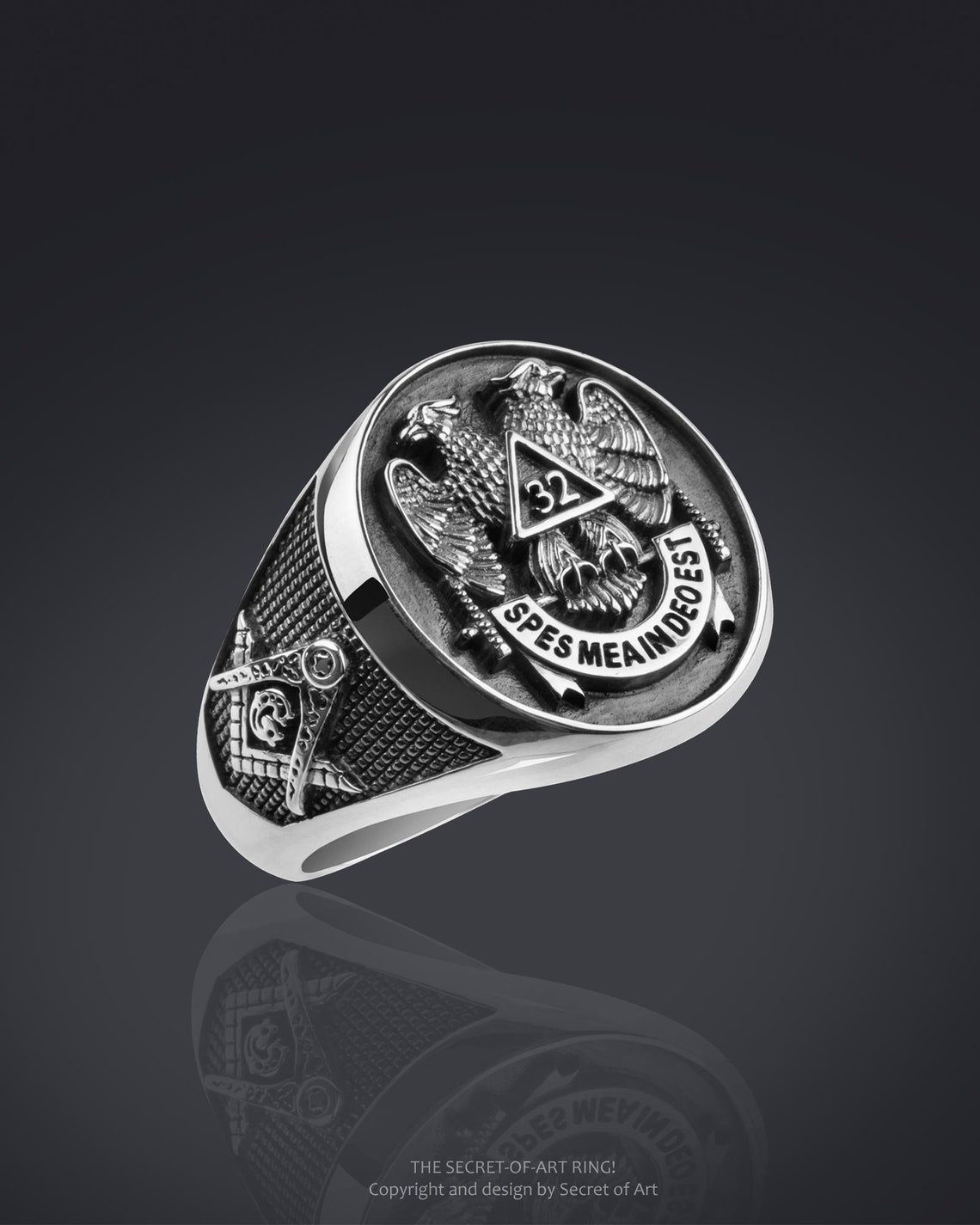 Masonic Ring AASR 32 Degree Master Mason Ring Jewelry Etsy