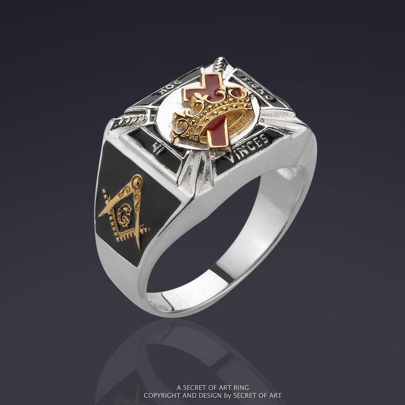 Knights Templar Ring Signet Ring Masonic Silver 925 Freemason Etsy