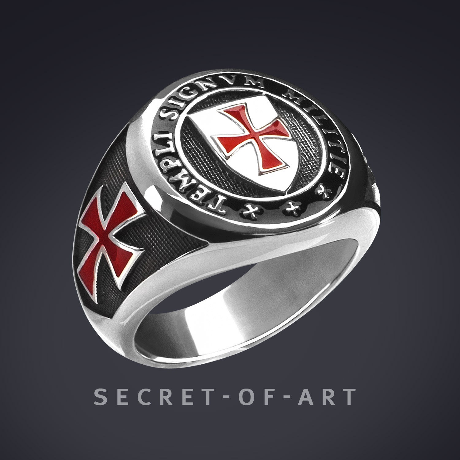 Vintage Knights Templar Ring, Antique Maltese Cross Ring Silver And ...
