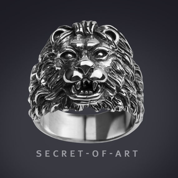 Gold & Silver Stainless Steel Lion Head Ring. Wholesale - 925Express