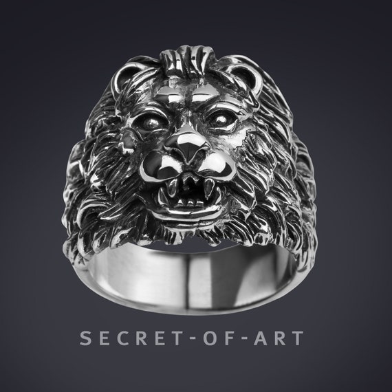 Lion ring silver best sale online