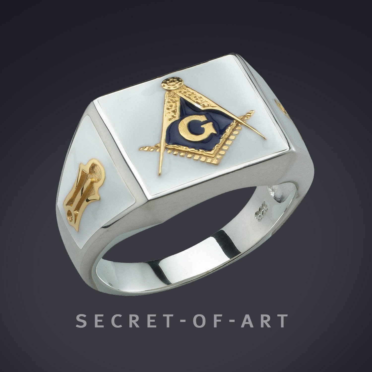 ARTK2372 Men's Stainless Steel Gold Plated & Epoxy Masonic Lodge Freemason  Ring Size 8-13 - MarimorJewelry.com