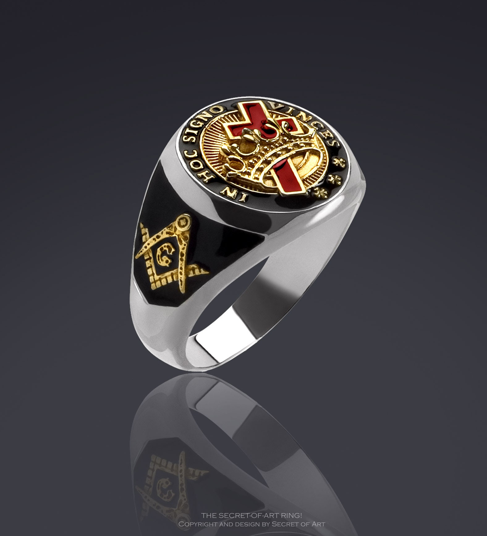 Knights Templar Ring Signet Ring Crusader jewelry gift In hoc | Etsy