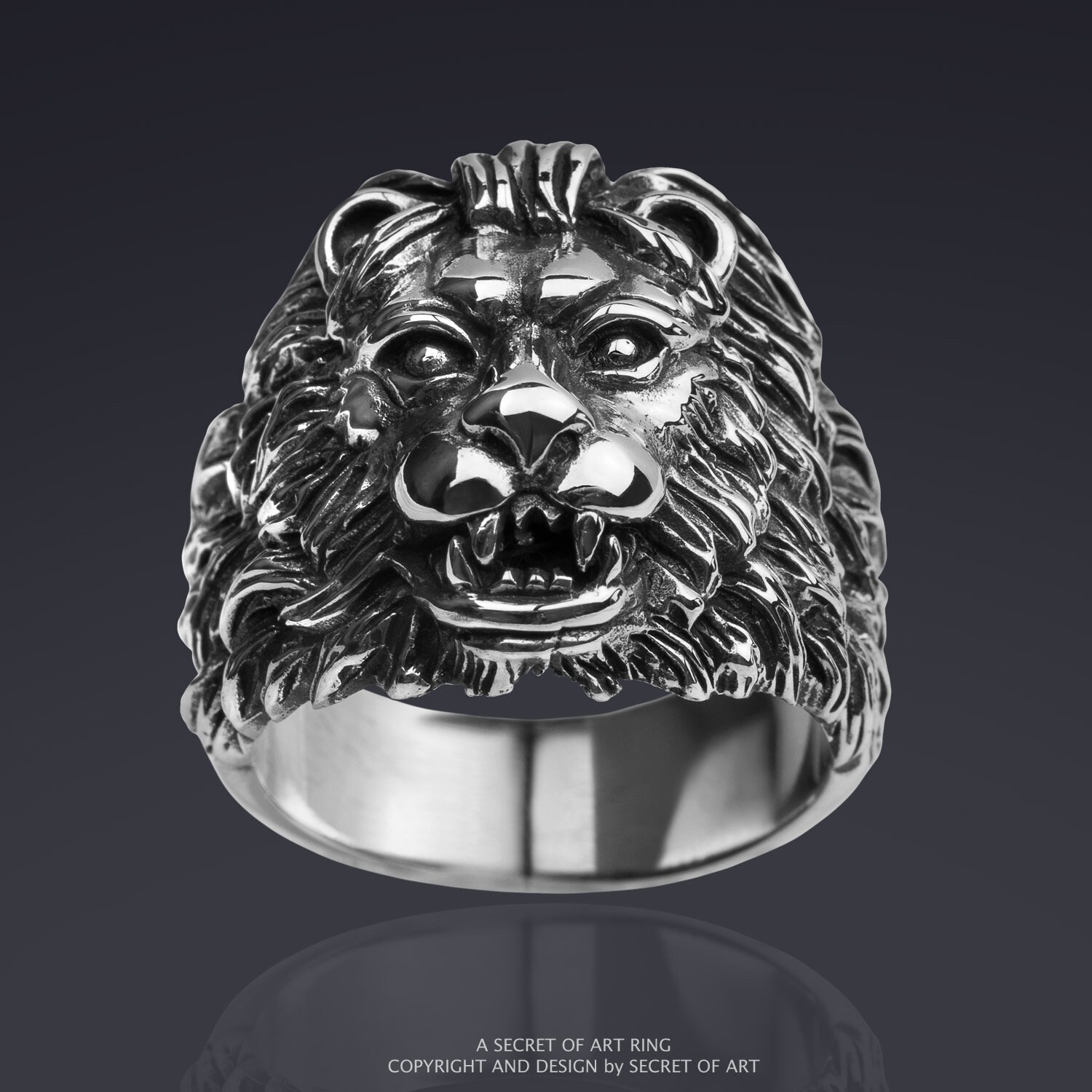 Solid 925 Sterling Silver - Mens Large Lion Ring - Sizes 7-13 Lion Of Judah  Ring (7)|Amazon.com