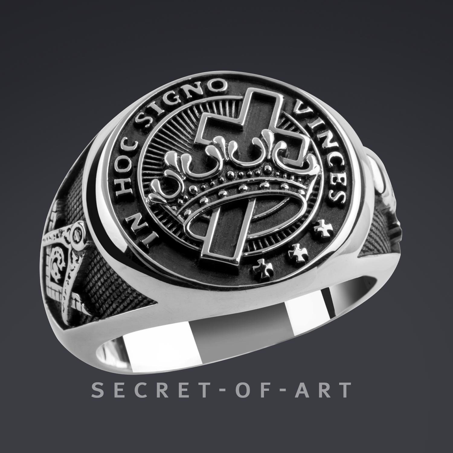 Knights Templar Ring Signet Ring in Hoc Signo Masonic Freemason Jewelry ...