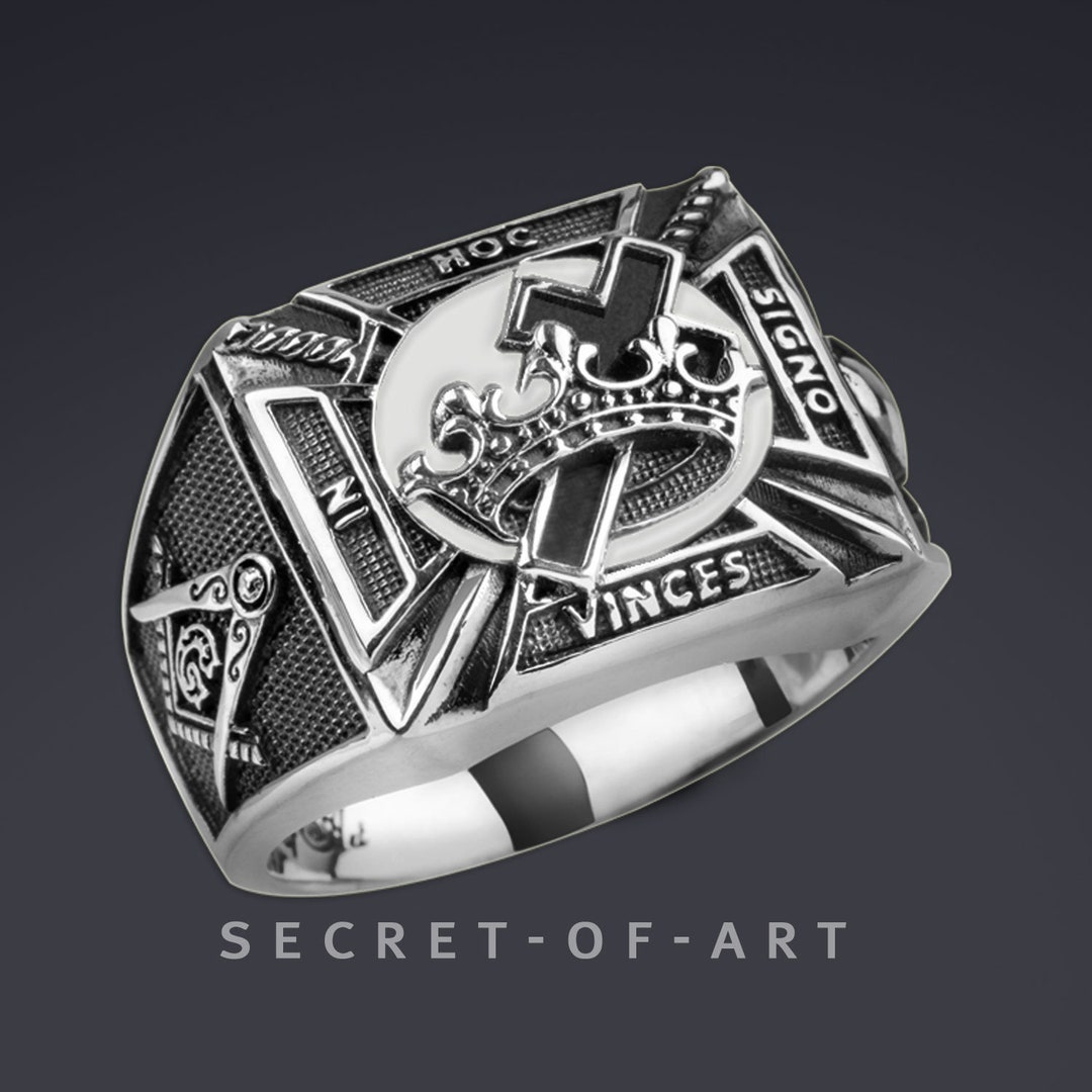 Knights Templar Ring Signet Ring Masonic Crusader Jewelry Silver