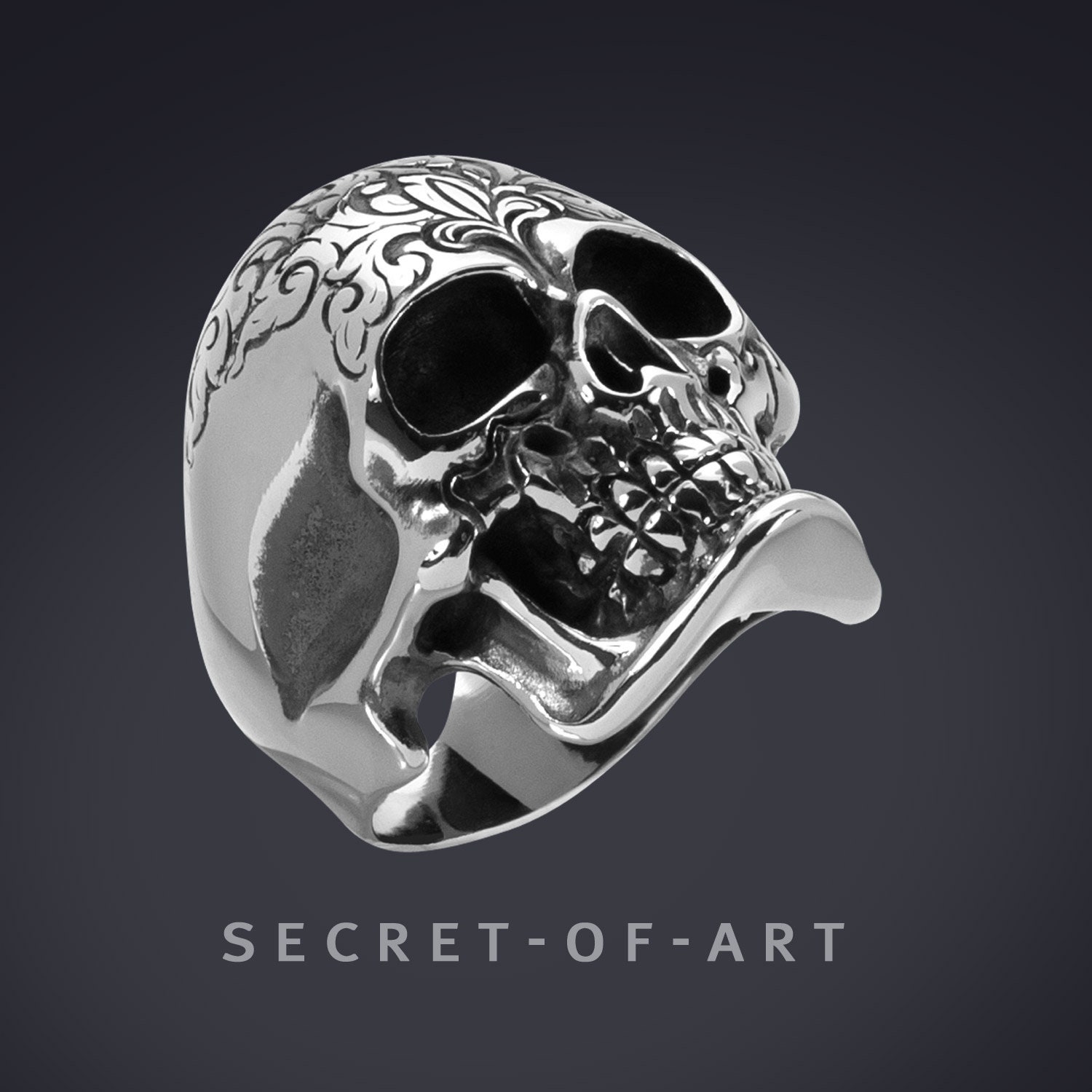 Stainless Steel Skull Ring With Number 13 - Punk Biker Gothic Style, Sizes 7-19, Silver Or Gold - View #8