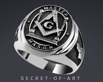 Masonic Freimaurer Ring aus Silber 925 Sterling Klassisch Blue Lodge Siegelring Masonic Freimaurer Ring aus Silber 925 Sterling Klassisch Blue Lodge Siegelring