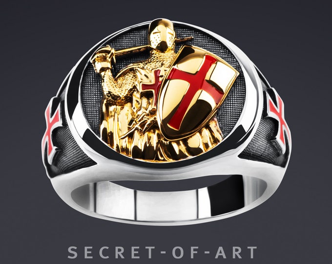 Knights Templar Ring Silver 925 Signet Ring Masonic Mason for - Etsy